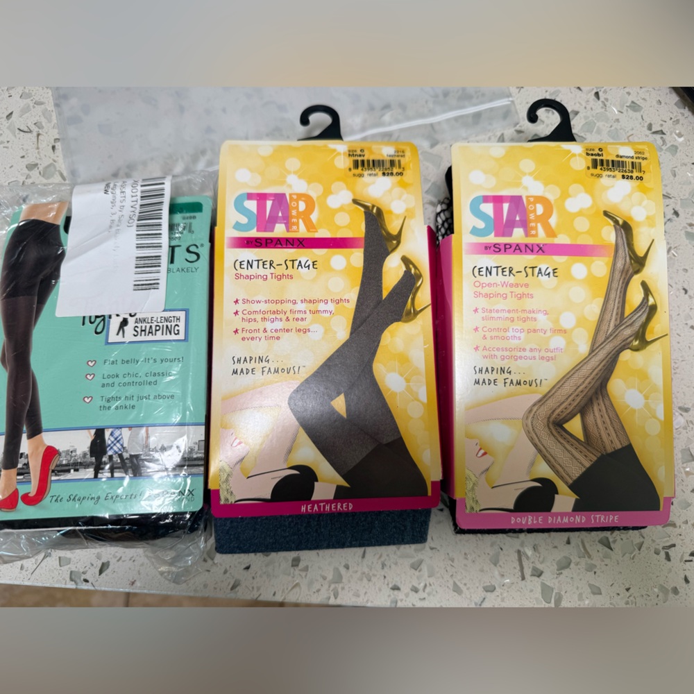Star Spanx Center-Stage Shaping Tights Lot of 3 three Size C black gray pattern